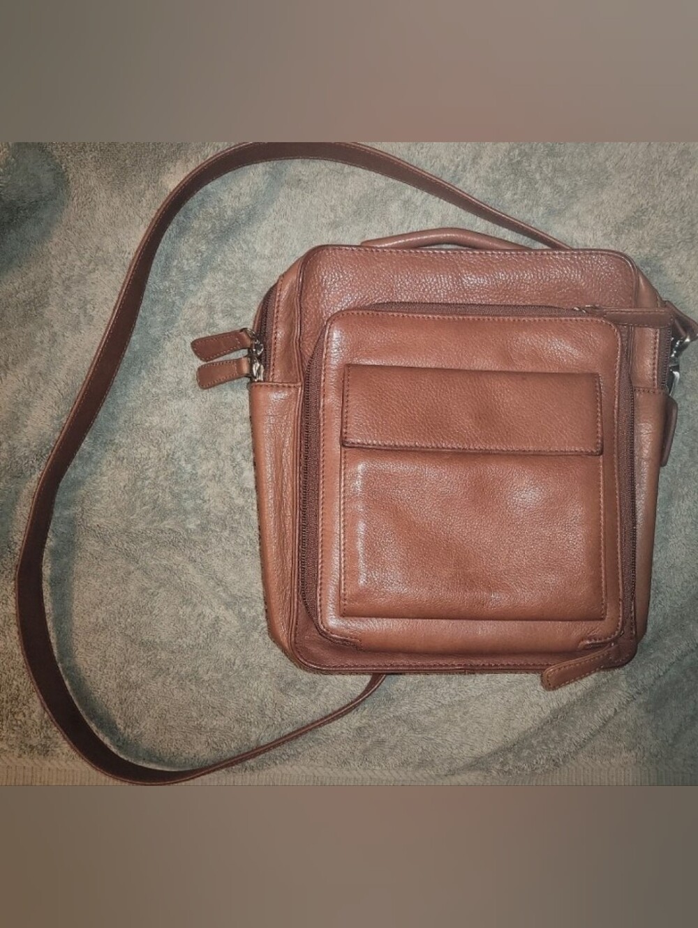 Brown Leather Travel Crossbody Bag by Osgoode Marley